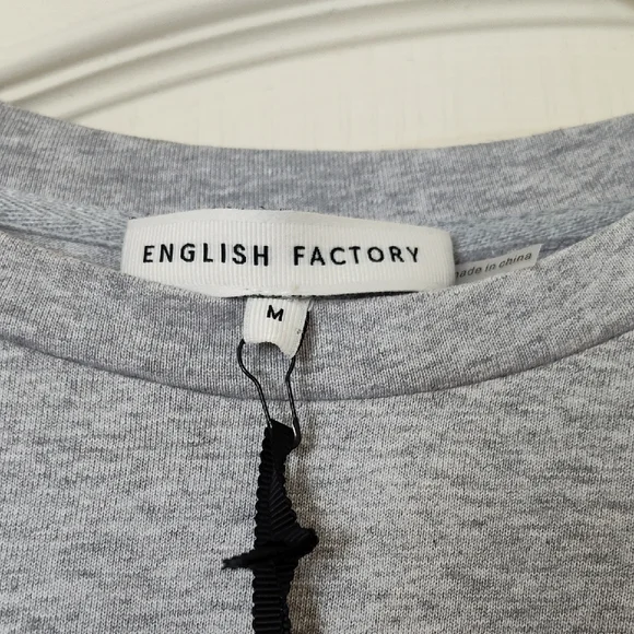 Anthropology ,English Factory Light Gray Box Neck T-Shirt size M - Picture 3 of 9